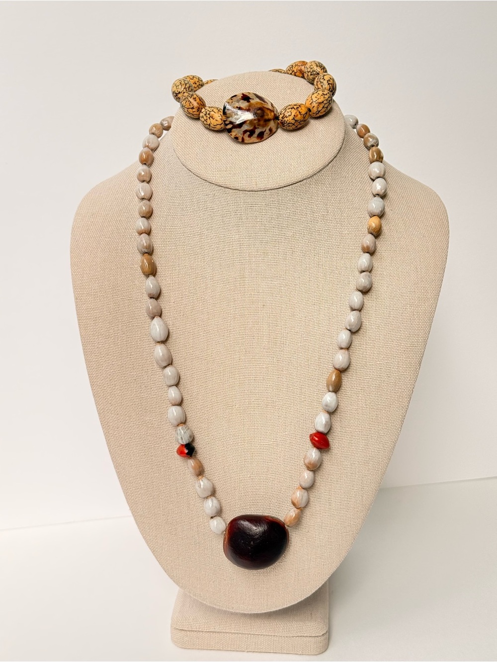 Boho Beaded Necklace & Bracelet Set | Coastal Natural Jewelry